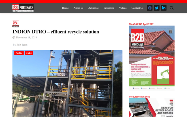 INDION DTRO - Effluent Recycle Solution